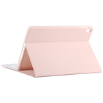 เคสแท็บเล็ตหนังไมโครไฟเบอร์สีขาวพร้อมคีย์บอร์ดบลูทูธถอดได้ TG-102BC สำหรับ iPad 10.2 นิ้ว / iPad Air (2019) พร้อมทัชแพด ช่องใส่ปากกา และที่จับ คีย์บอร์ดสีขาว