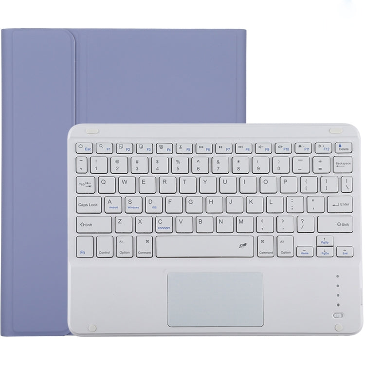 เคสแท็บเล็ตหนังไมโครไฟเบอร์สีขาวพร้อมคีย์บอร์ดบลูทูธถอดได้ TG-102BC สำหรับ iPad 10.2 นิ้ว / iPad Air (2019) พร้อมทัชแพด ช่องใส่ปากกา และที่จับ คีย์บอร์ดสีขาว