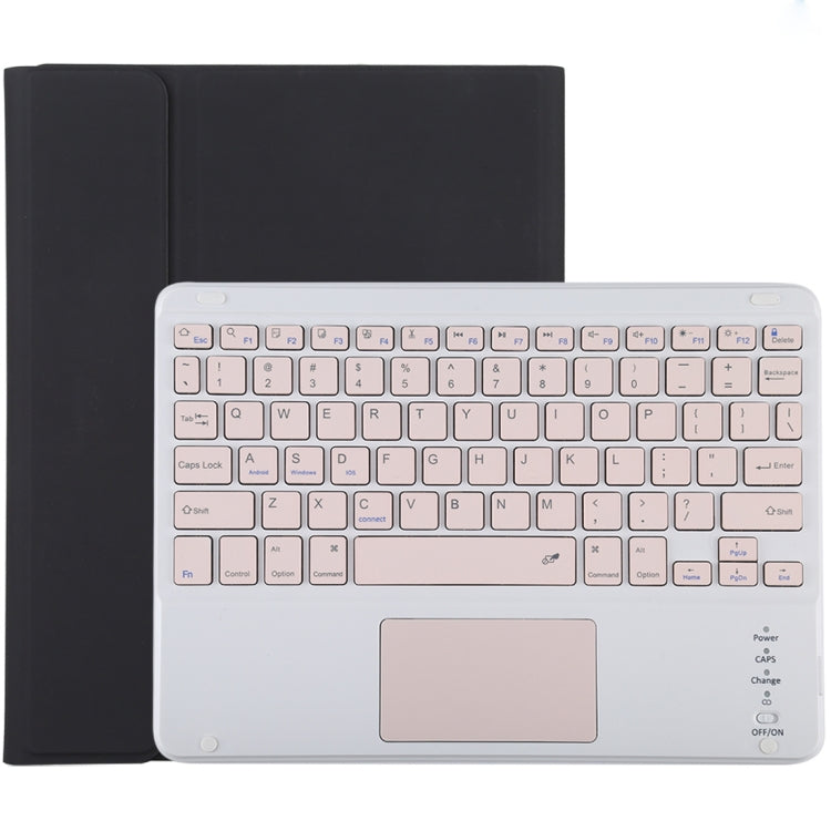 TG-102BC คีย์บอร์ดบลูทูธถอดได้สีชมพู + เคสแท็บเล็ตหนังไมโครไฟเบอร์สำหรับ iPad 10.2 นิ้ว / iPad Air (2019) พร้อมทัชแพด ช่องใส่ปากกาและที่ยึด คีย์บอร์ดสีชมพู
