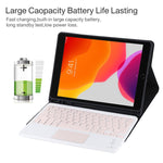 TG-102BC คีย์บอร์ดบลูทูธถอดได้สีชมพู + เคสแท็บเล็ตหนังไมโครไฟเบอร์สำหรับ iPad 10.2 นิ้ว / iPad Air (2019) พร้อมทัชแพด ช่องใส่ปากกาและที่ยึด คีย์บอร์ดสีชมพู