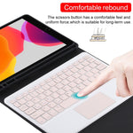 TG-102BC คีย์บอร์ดบลูทูธถอดได้สีชมพู + เคสแท็บเล็ตหนังไมโครไฟเบอร์สำหรับ iPad 10.2 นิ้ว / iPad Air (2019) พร้อมทัชแพด ช่องใส่ปากกาและที่ยึด คีย์บอร์ดสีชมพู