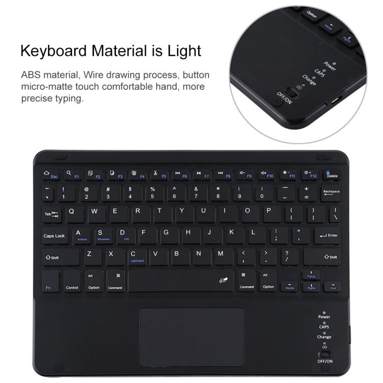 TG-102BC คีย์บอร์ด Bluetooth สีดำถอดแยกได้ + เคสแท็บเล็ตหนังไมโครไฟเบอร์สำหรับ iPad 10.2 นิ้ว / iPad Air (2019) พร้อมทัชแพด ช่องใส่ปากกา และที่ยึด, TG-102BC