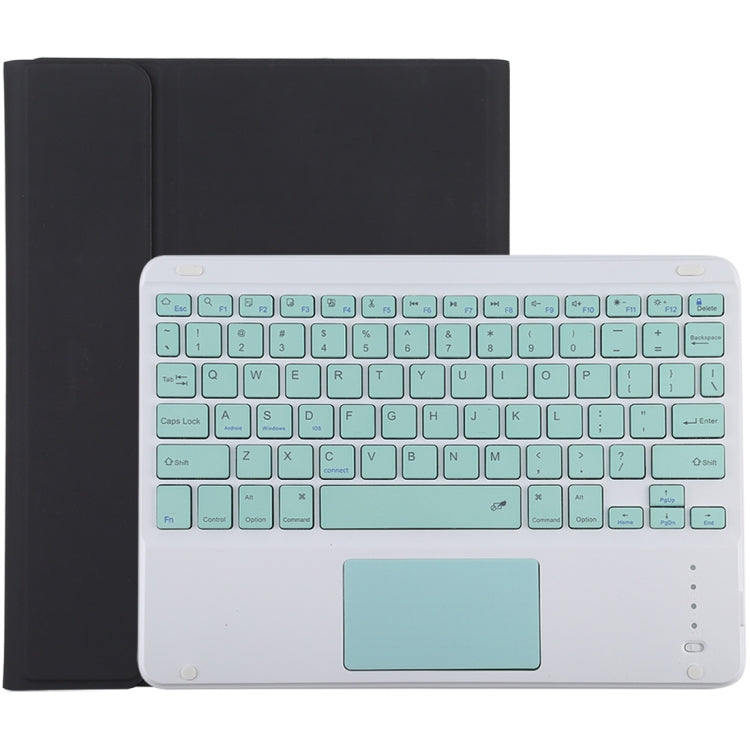 TG-102BC คีย์บอร์ดบลูทูธถอดได้สีเขียว + เคสแท็บเล็ตหนังไมโครไฟเบอร์สำหรับ iPad 10.2 นิ้ว / iPad Air (2019) พร้อมทัชแพด ช่องใส่ปากกาและที่จับ คีย์บอร์ดสีเขียว