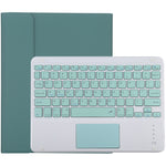 TG-102BC คีย์บอร์ดบลูทูธถอดได้สีเขียว + เคสแท็บเล็ตหนังไมโครไฟเบอร์สำหรับ iPad 10.2 นิ้ว / iPad Air (2019) พร้อมทัชแพด ช่องใส่ปากกาและที่จับ คีย์บอร์ดสีเขียว
