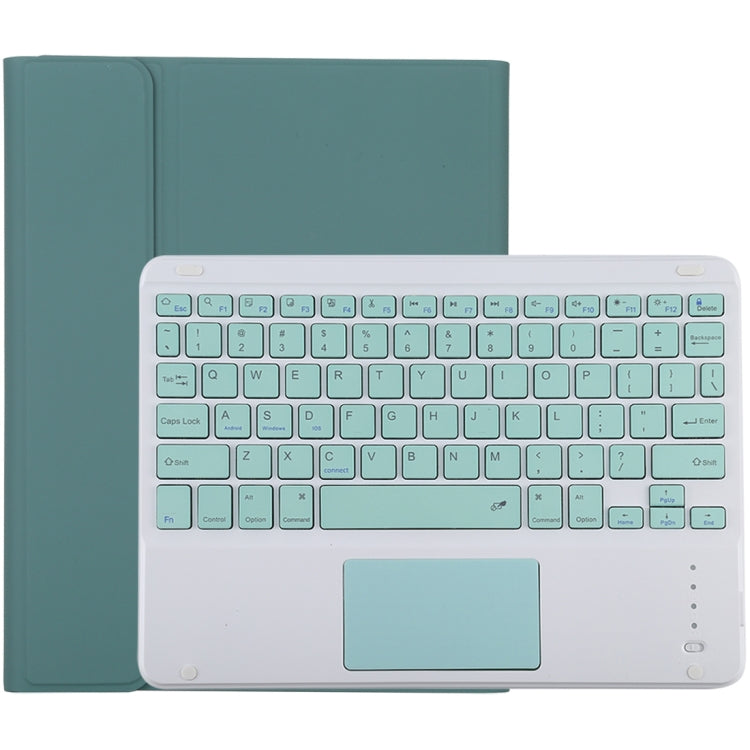 TG-102BC คีย์บอร์ดบลูทูธถอดได้สีเขียว + เคสแท็บเล็ตหนังไมโครไฟเบอร์สำหรับ iPad 10.2 นิ้ว / iPad Air (2019) พร้อมทัชแพด ช่องใส่ปากกาและที่จับ คีย์บอร์ดสีเขียว