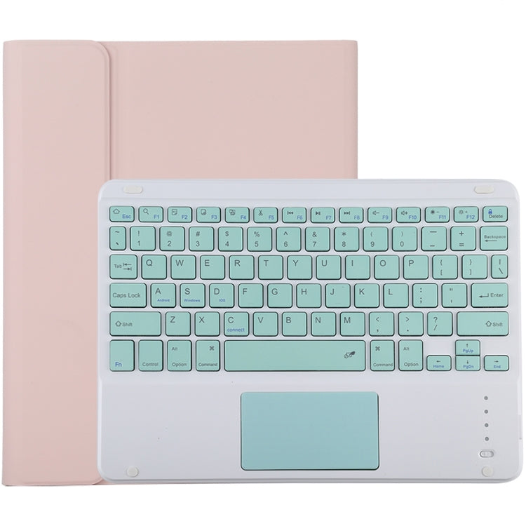 TG-102BC คีย์บอร์ดบลูทูธถอดได้สีเขียว + เคสแท็บเล็ตหนังไมโครไฟเบอร์สำหรับ iPad 10.2 นิ้ว / iPad Air (2019) พร้อมทัชแพด ช่องใส่ปากกาและที่จับ คีย์บอร์ดสีเขียว
