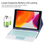 TG-102BC คีย์บอร์ดบลูทูธถอดได้สีเขียว + เคสแท็บเล็ตหนังไมโครไฟเบอร์สำหรับ iPad 10.2 นิ้ว / iPad Air (2019) พร้อมทัชแพด ช่องใส่ปากกาและที่จับ คีย์บอร์ดสีเขียว