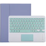 TG-102BC คีย์บอร์ดบลูทูธถอดได้สีเขียว + เคสแท็บเล็ตหนังไมโครไฟเบอร์สำหรับ iPad 10.2 นิ้ว / iPad Air (2019) พร้อมทัชแพด ช่องใส่ปากกาและที่จับ คีย์บอร์ดสีเขียว