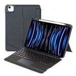 T11-AS สำหรับ iPad Air 11 2025 / Air 5 / 4 10.9 / Pro 11 2022&2021&2020&2018 คีย์บอร์ด Bluetooth แบบแยกชิ้นพร้อมไฟพื้นหลังและทัชด้านหลัง เคสหนัง, T11-AS