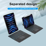 T11-AS สำหรับ iPad Air 11 2025 / Air 5 / 4 10.9 / Pro 11 2022&2021&2020&2018 คีย์บอร์ด Bluetooth แบบแยกชิ้นพร้อมไฟพื้นหลังและทัชด้านหลัง เคสหนัง, T11-AS
