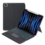 T129-AS สำหรับ iPad Air 13 2025 / Pro 12.9 2022 / 2021 / 2020 / 2018 คีย์บอร์ด Bluetooth แบบแยกชิ้นพร้อมไฟพื้นหลังและทัช เคสหนัง, T129-AS