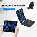 T129-AS สำหรับ iPad Air 13 2025 / Pro 12.9 2022 / 2021 / 2020 / 2018 คีย์บอร์ด Bluetooth แบบแยกชิ้นพร้อมไฟพื้นหลังและทัช เคสหนัง, T129-AS