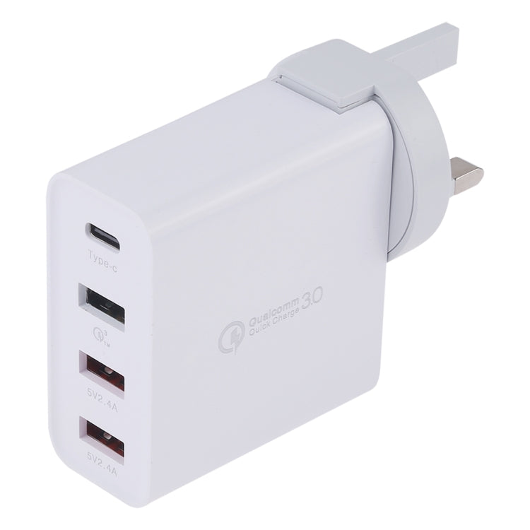 ที่ชาร์จติดผนังเดินทาง A3P กำลังขับสูงสุด 3A USB-C / Type-C + QC3.0 + USB คู่ 4 ช่อง, ปลั๊กสหราชอาณาจักร