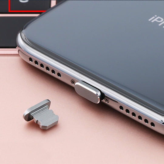 ปลั๊กกันฝุ่นโลหะสำหรับพอร์ตชาร์จ 8 พินแบบสากล 2 ชิ้น สำหรับ iPhone