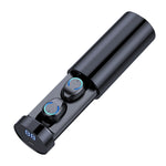 หูฟังบลูทูธ F9-6 TWS CVC8.0 ระบบตัดเสียงรบกวนแบบสัมผัส พร้อมกล่องชาร์จทรงกระบอกดึงออกได้ รองรับจอแสดงผลดิจิทัล LED แสดงพลังงาน, การโทร และ Siri, F9-6