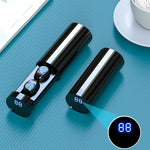 หูฟังบลูทูธ F9-6 TWS CVC8.0 ระบบตัดเสียงรบกวนแบบสัมผัส พร้อมกล่องชาร์จทรงกระบอกดึงออกได้ รองรับจอแสดงผลดิจิทัล LED แสดงพลังงาน, การโทร และ Siri, F9-6