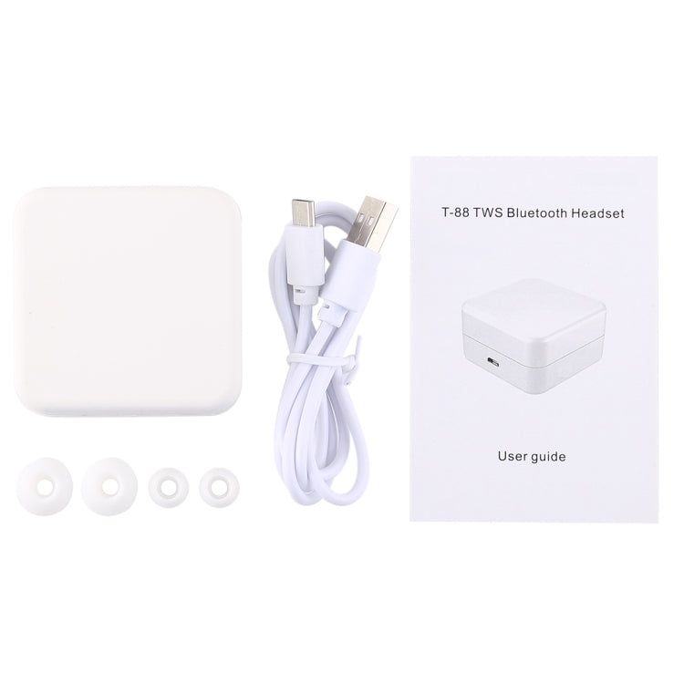 หูฟังสเตอริโอบลูทูธ T-88 TWS V5.0 พร้อมกล่องชาร์จแม่เหล็ก