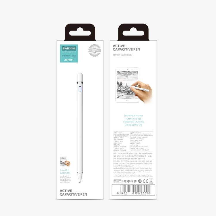 ปากกาสไตลัสแบบชาร์จไฟได้ Micro USB รุ่น JR-K811 ซีรีส์ Excellent จาก JOYROOM พร้อมฝาปิดแม่เหล็ก ใช้งานได้กับ Android & iOS