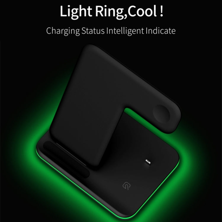 Z5 ชาร์จไร้สายแม่เหล็กตั้งตรง Qi สำหรับโทรศัพท์มือถือ, Apple Watch และ AirPods / Xiaomi Redmi AirDots พร้อมไฟวงแหวนสัมผัส, Z5