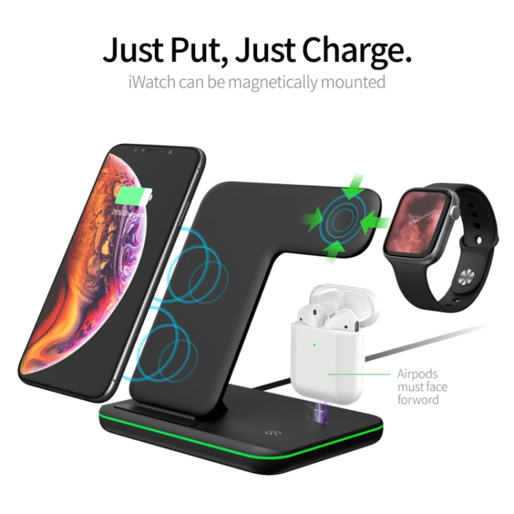 Z5 ชาร์จไร้สายแม่เหล็กตั้งตรง Qi สำหรับโทรศัพท์มือถือ, Apple Watch และ AirPods / Xiaomi Redmi AirDots พร้อมไฟวงแหวนสัมผัส, Z5