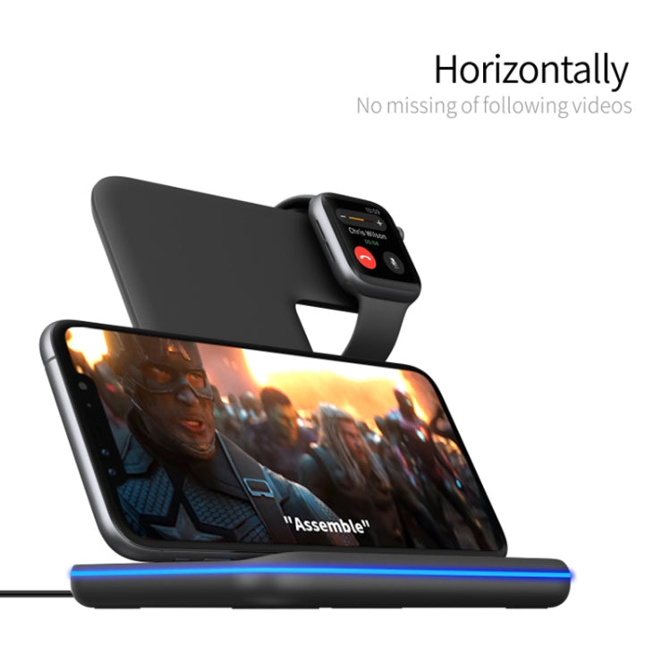 Z5 ชาร์จไร้สายแม่เหล็กตั้งตรง Qi สำหรับโทรศัพท์มือถือ, Apple Watch และ AirPods / Xiaomi Redmi AirDots พร้อมไฟวงแหวนสัมผัส, Z5