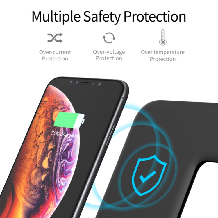 Z5 ชาร์จไร้สายแม่เหล็กตั้งตรง Qi สำหรับโทรศัพท์มือถือ, Apple Watch และ AirPods / Xiaomi Redmi AirDots พร้อมไฟวงแหวนสัมผัส, Z5