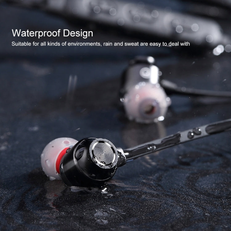 หูฟังบลูทูธสปอร์ตแบบคล้องคอสายกลม Bluetooth 5.1 พร้อมฟังก์ชันแม่เหล็ก, สีดำ, สีแดง, สีขาว