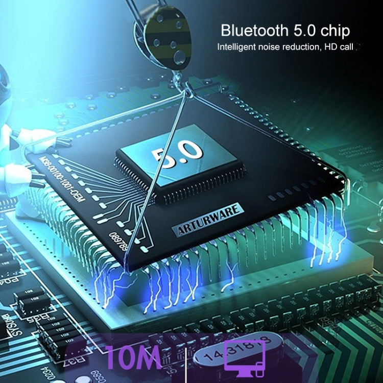หูฟังบลูทูธสปอร์ตแบบคล้องคอสายกลม Bluetooth 5.1 พร้อมฟังก์ชันแม่เหล็ก, สีดำ, สีแดง, สีขาว