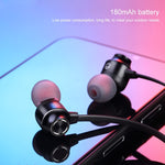 หูฟังบลูทูธสปอร์ตแบบคล้องคอสายกลม Bluetooth 5.1 พร้อมฟังก์ชันแม่เหล็ก, สีดำ, สีแดง, สีขาว