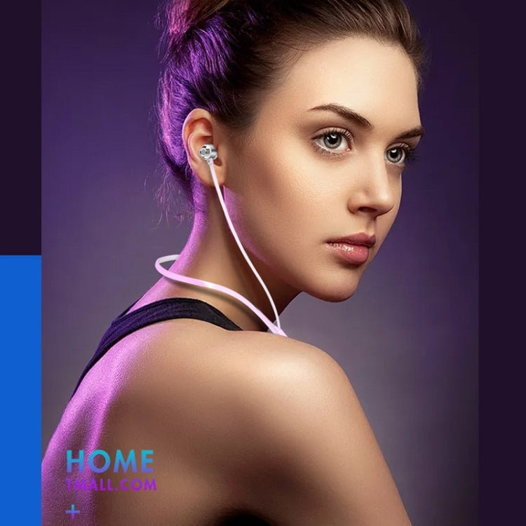 หูฟังบลูทูธสปอร์ตแบบคล้องคอสายกลม Bluetooth 5.1 พร้อมฟังก์ชันแม่เหล็ก, สีดำ, สีแดง, สีขาว