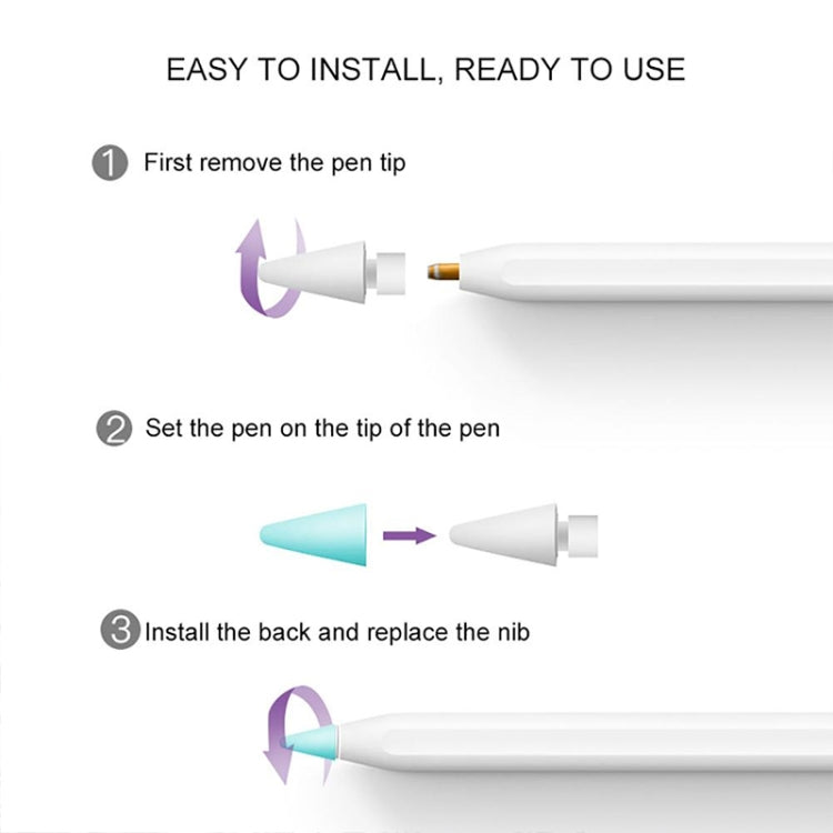ปลอกป้องกันหัวปากกา Apple Pencil 1 / 2 แบบไม่ลื่น เงียบ และทนทาน 4 ชิ้น สีฟ้าเข้ม เขียวมิ้นท์ ใส ขาว
