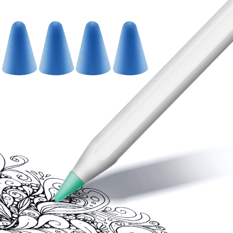 ปลอกป้องกันหัวปากกา Apple Pencil 1 / 2 แบบไม่ลื่น เงียบ และทนทาน 4 ชิ้น สีฟ้าเข้ม เขียวมิ้นท์ ใส ขาว