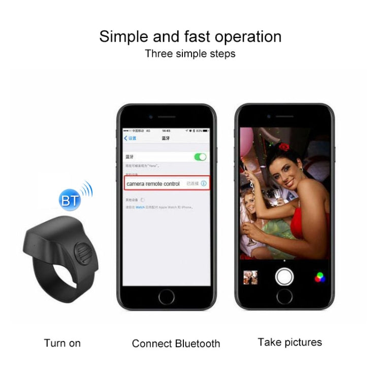 EPSK-010 รีโมทคอนโทรลกล้องโทรศัพท์ Bluetooth 5.1 สำหรับเซลฟี่แบบสวมแหวน