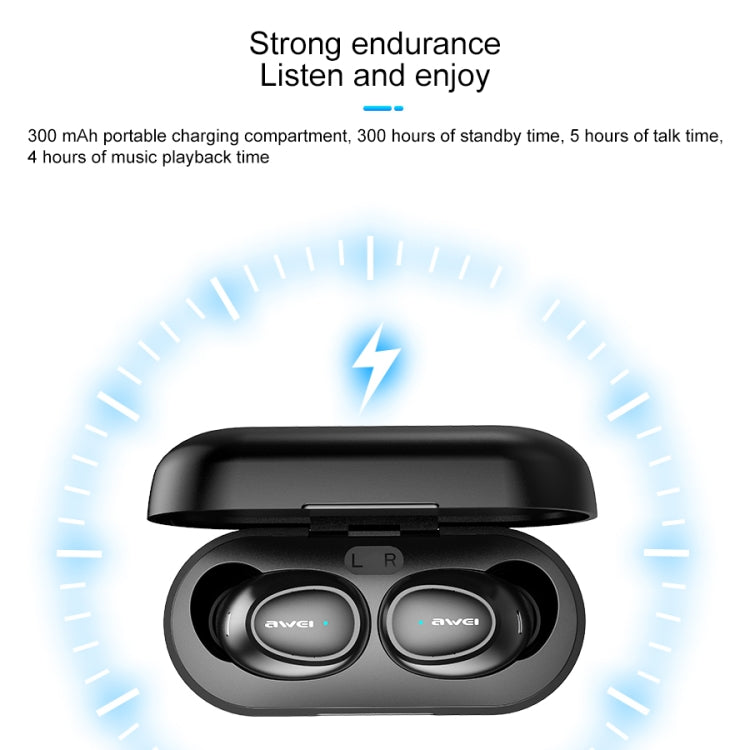 awei T6 TWS หูฟังสปอร์ตไร้สาย Bluetooth V5.0 พร้อมกล่องชาร์จ