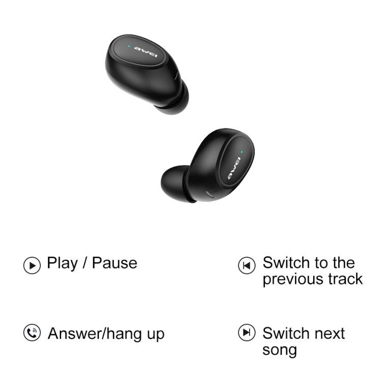 awei T6 TWS หูฟังสปอร์ตไร้สาย Bluetooth V5.0 พร้อมกล่องชาร์จ
