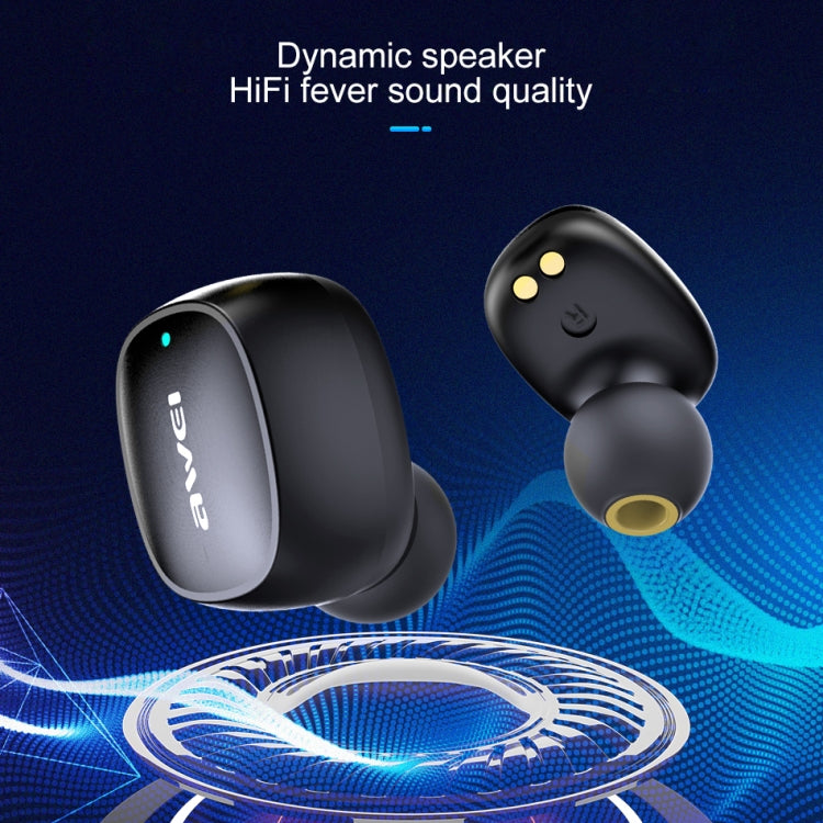 awei T13 TWS หูฟังบลูทูธ V5.0 ไร้สายแท้สำหรับกีฬา พร้อมกล่องชาร์จ