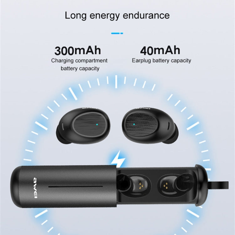 awei T55 TWS หูฟังบลูทูธ V5.0 ไร้สายแท้สำหรับกีฬา พร้อมเคสชาร์จพกพา