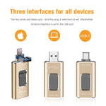 Richwell แฟลชไดรฟ์โลหะ 3 in 1 64G Type-C + 8 พิน + USB 3.0 พร้อมฟังก์ชัน OTG แบบดัน-ดึง