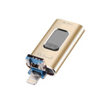 Richwell แฟลชไดรฟ์โลหะ 3 in 1 128G Type-C + 8 พิน + USB 3.0 แบบดัน-ดึง พร้อมฟังก์ชัน OTG