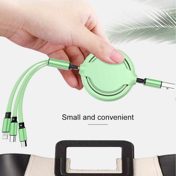 สายชาร์จข้อมูลแบบหดได้ซิลิโคนเหลว 3 in 1 USB เป็น USB-C / Type-C + 8Pin + Micro USB 3.5A