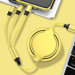 สายชาร์จข้อมูลแบบหดได้ซิลิโคนเหลว 3 in 1 USB เป็น USB-C / Type-C + 8Pin + Micro USB 3.5A