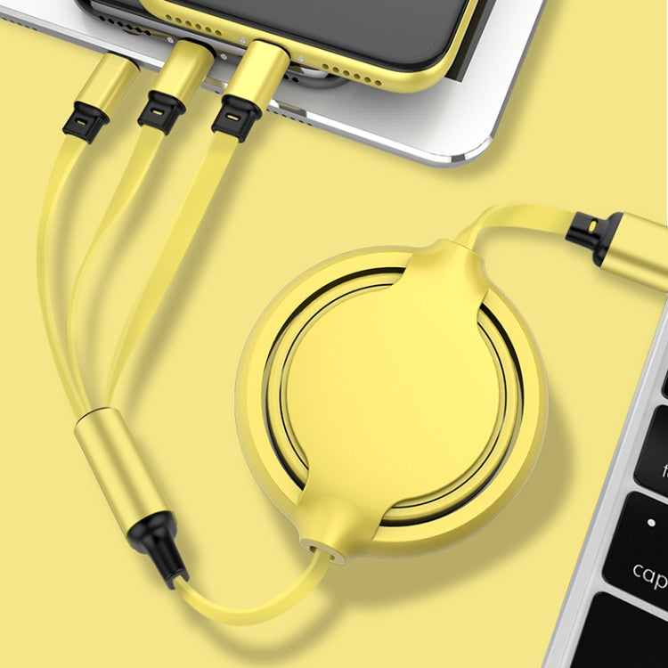สายชาร์จข้อมูลแบบหดได้ซิลิโคนเหลว 3 in 1 USB เป็น USB-C / Type-C + 8Pin + Micro USB 3.5A