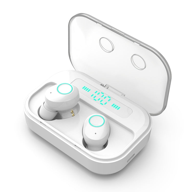 M7 TWS V5.0 หูฟังบลูทูธสเตอริโอไร้สายสองข้างพร้อมกล่องชาร์จและจอดิจิทัล
