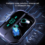 M7 TWS V5.0 หูฟังบลูทูธสเตอริโอไร้สายสองข้างพร้อมกล่องชาร์จและจอดิจิทัล