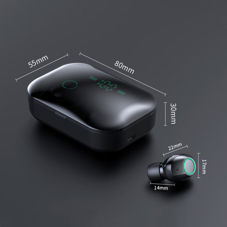 M7 TWS V5.0 หูฟังบลูทูธสเตอริโอไร้สายสองข้างพร้อมกล่องชาร์จและจอดิจิทัล
