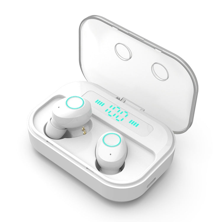 M7 TWS V5.0 หูฟังบลูทูธสเตอริโอไร้สายสองข้างพร้อมกล่องชาร์จและจอดิจิทัล