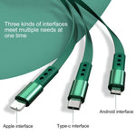 WK WDC-124 สายชาร์จข้อมูล 3A 3 in 1 8 Pin + Type-C / USB-C + Micro USB ซีรีส์ Bona แบบยืดหดได้, ความยาว: 1.5m