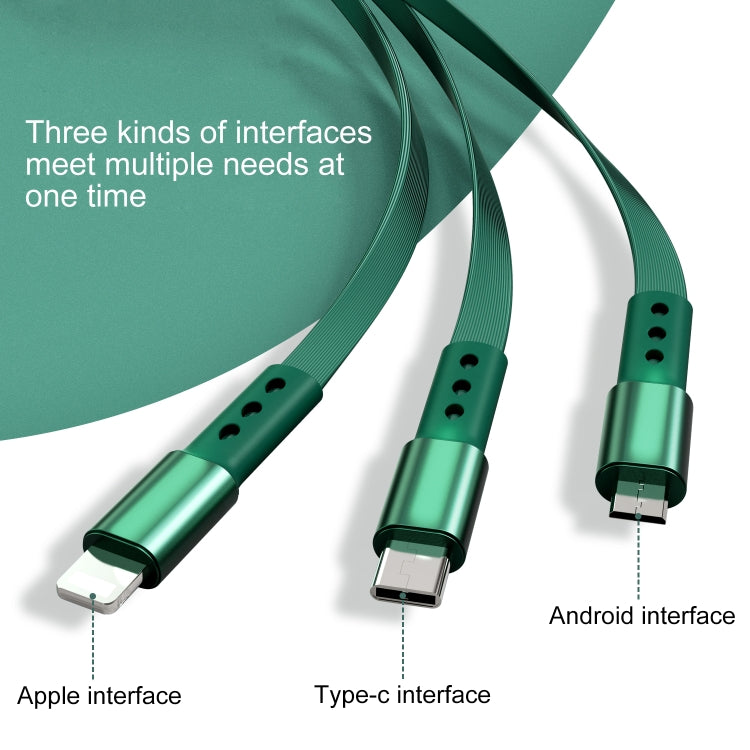 WK WDC-124 สายชาร์จข้อมูล 3A 3 in 1 8 Pin + Type-C / USB-C + Micro USB ซีรีส์ Bona แบบยืดหดได้, ความยาว: 1.5m