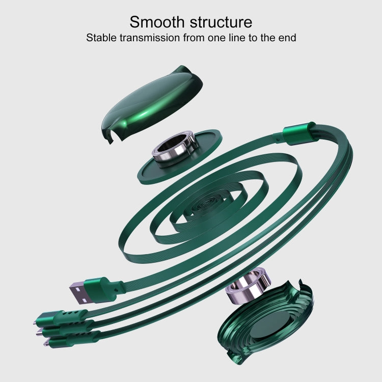 WK WDC-124 สายชาร์จข้อมูล 3A 3 in 1 8 Pin + Type-C / USB-C + Micro USB ซีรีส์ Bona แบบยืดหดได้, ความยาว: 1.5m