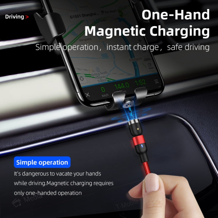 สายชาร์จแม่เหล็กถักไนลอน 3 in 1 USB เป็น 8 Pin + USB-C / Type-C + Micro USB ความยาว 2 เมตร 2A Output หมุนได้, 2m 3 in 1